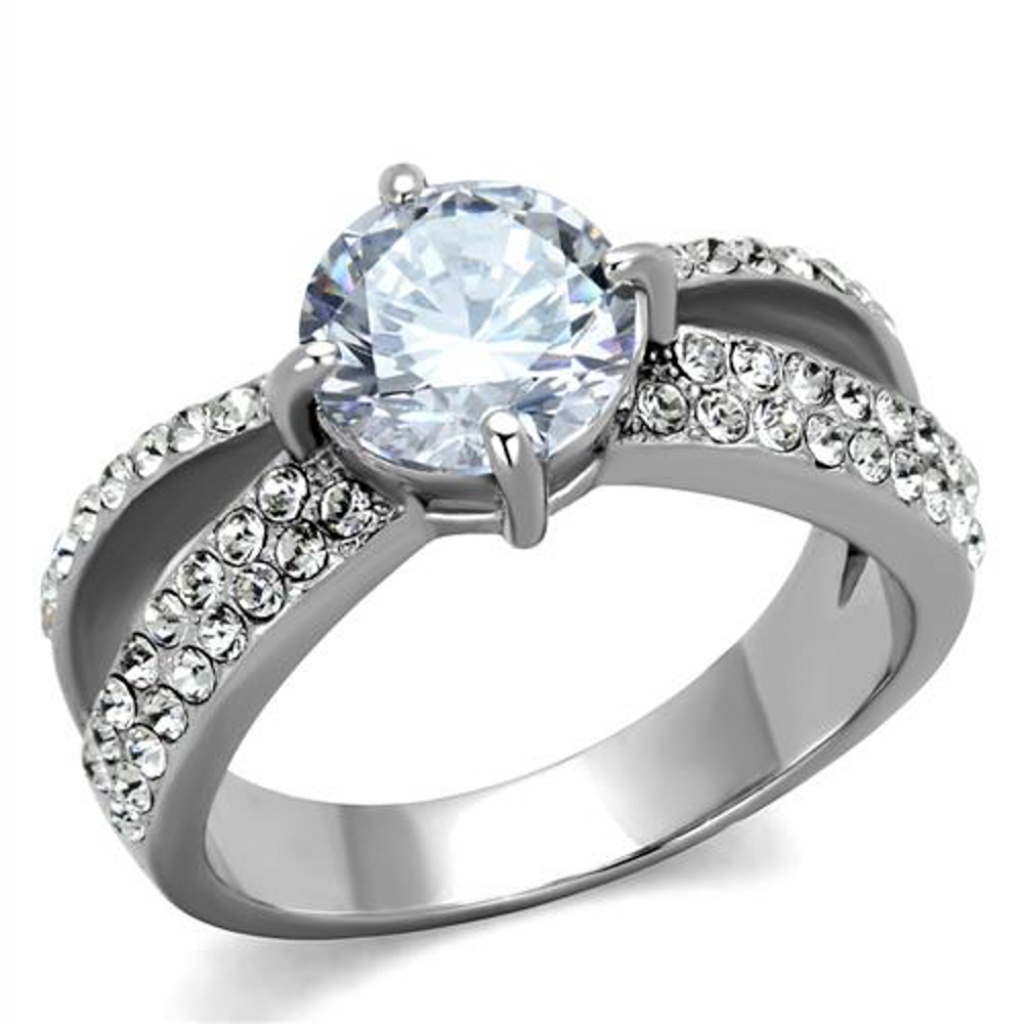 256 Ct Zirconia Stainless Steel Engagement Ring